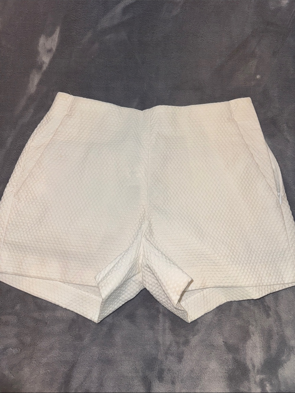 Banana Republic Cream Textured High-Waist Shorts